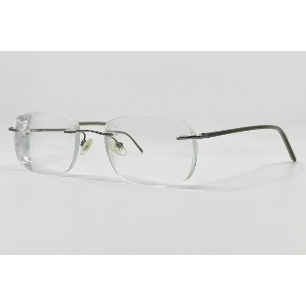 No Brand Eyeglass Frames Mens Gunmetal Rimless Rectangle NR-363 54-21-145